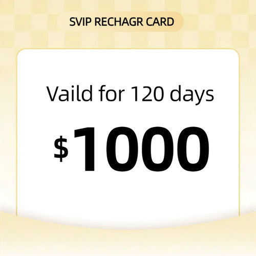 SVIP Dropshipping recharge card, $1000 value, valid for 120 days, yellow background