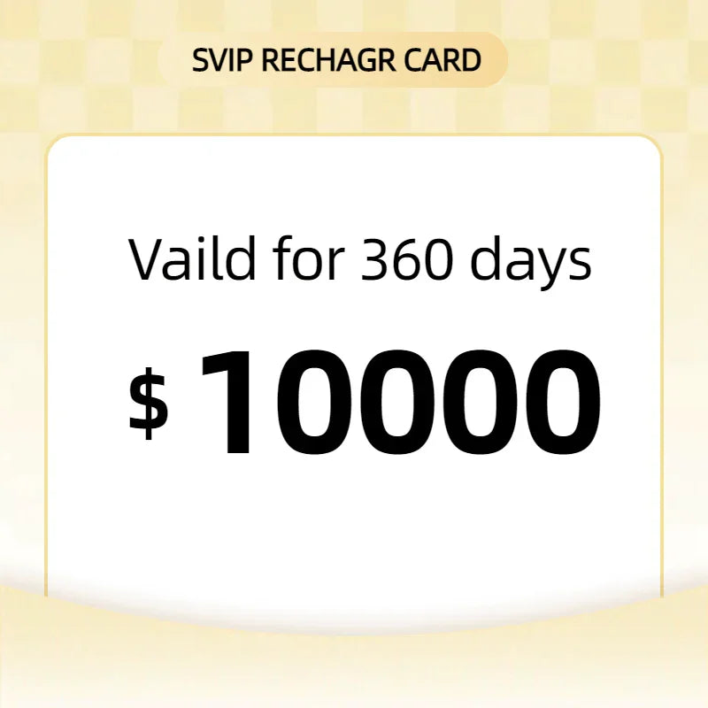 SVIP Dropshipping recharge card $10000 valid for 360 days on cream background
