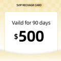 SVIP Dropshipping recharge card, $500 value, valid for 90 days, on light background.